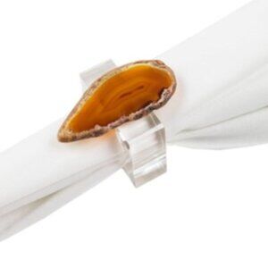 Amber Color Agate Napkin Rings Set of 4